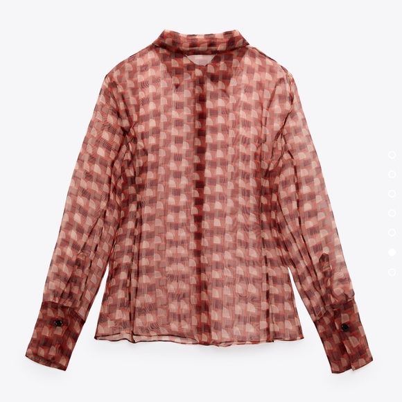 ZARA 2 PIECE SET GEOMETRIC PRINT ORGANZA MINK TOP AND TULLE SKIRT - Picture 3 of 10